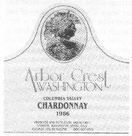 Arbor Crest 1986 Chardonnay label (B&W)