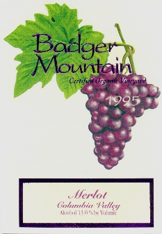 Badger Mountain 1995 Merlot label