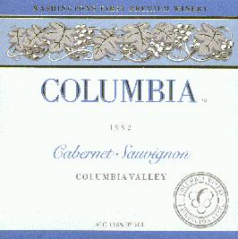 Columbia 1992 Cabernet Sauvignon label
