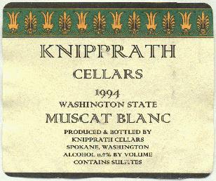 Knipprath 1994 Muscat Blanc label
