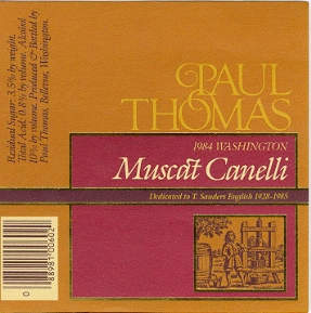 Paul Thomas 84 Muscat Canelli label