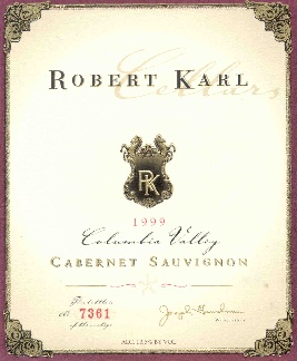 1999 Cabernet Sauvignon label